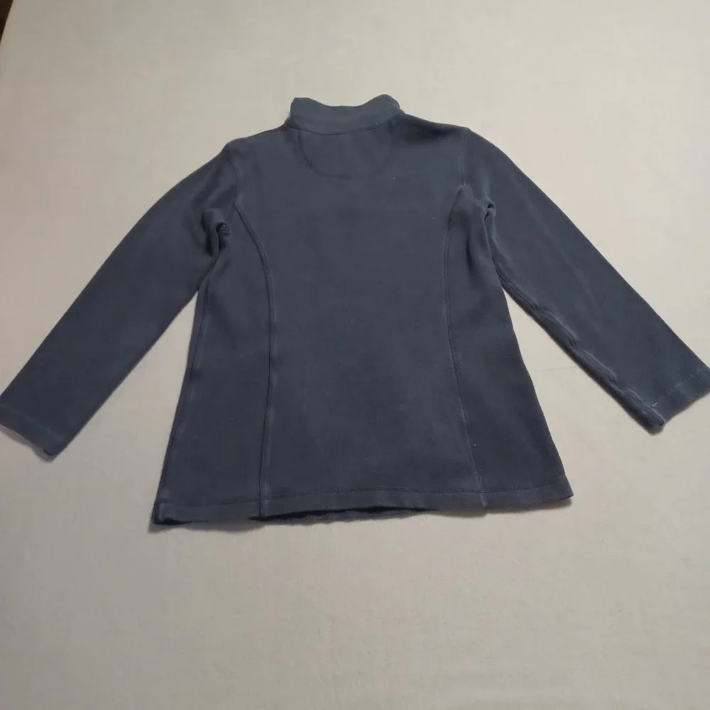 Tommy Bahama‎ Womens XS Navy Blue Fleece Snap Mock Neck Tropical Floral Pullover